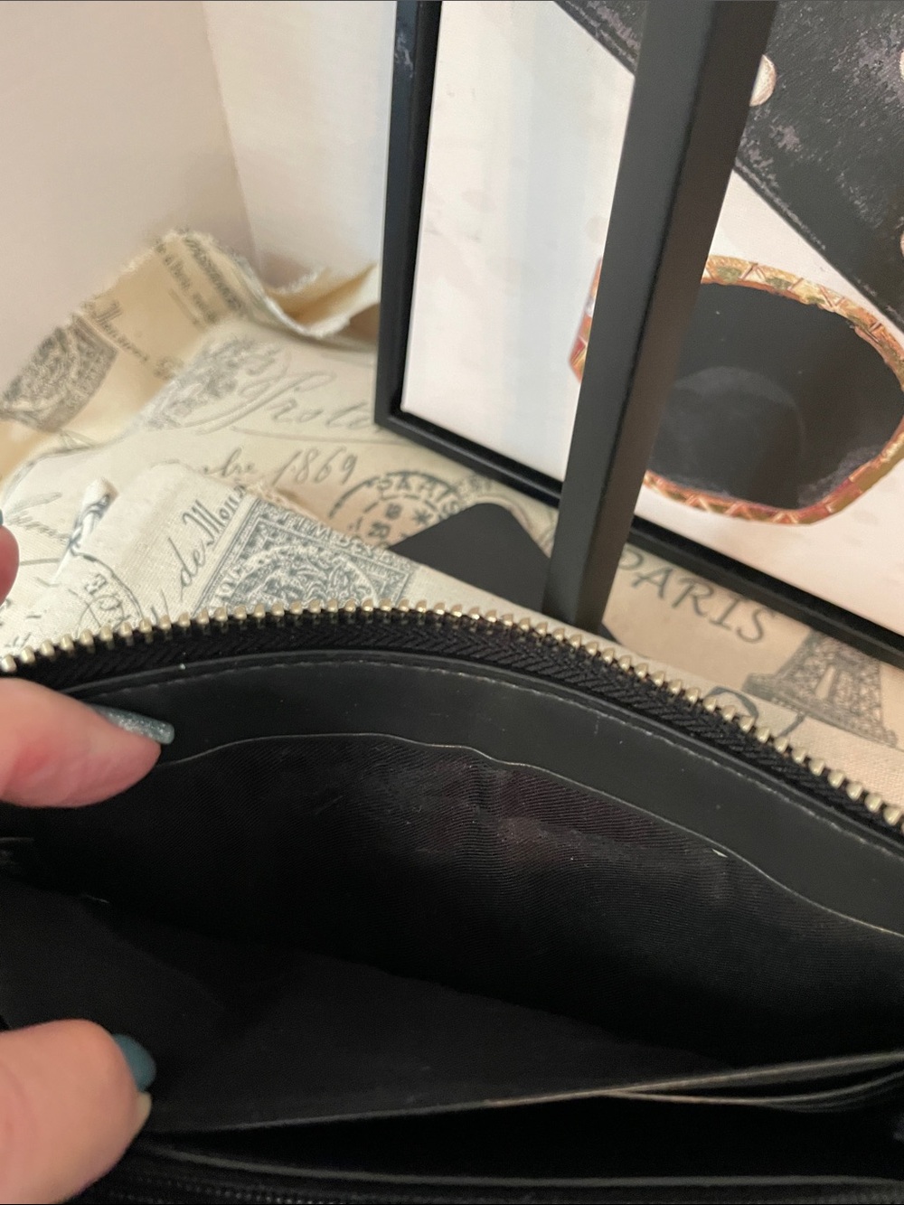 Coach Black and Gray Signature Zip Wallet - Picture 14 of 16